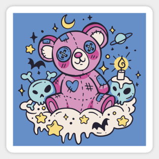 Cute and Creepy Teddy Bear Cartoon Sticker